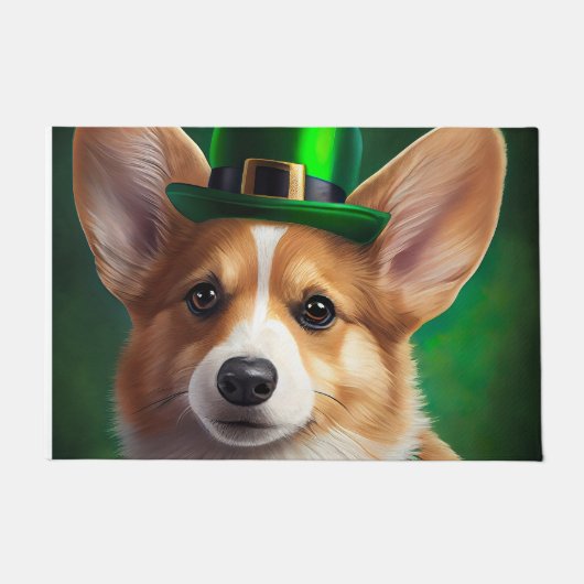 Corgi Dog in St. Patrick's Day Dress Deurmat (Voorkant)