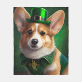 Corgi Dog in St. Patrick's Day Dress Fleece Deken (Voorkant)