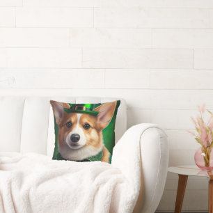 Corgi Dog in St. Patrick's Day Dress Kussen