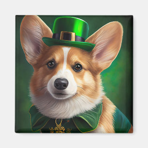 Corgi Dog in St. Patrick's Day Dress Magneet