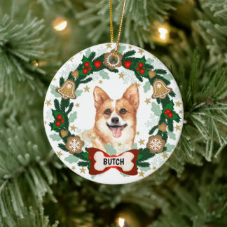 Corgi Dog Kerstmis Cute Dog Cookie Wreath Keramisch Ornament