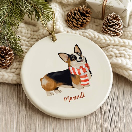 Corgi Dog Kerstmis Keramisch Ornament