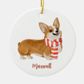 Corgi Dog Kerstmis Keramisch Ornament (Voorkant)