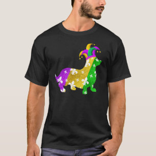 Corgi Dog Mardi Gras Carnivalen Funny Puppy Lover T-shirt