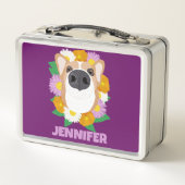 Corgi Dog met Flowers Paars (Achterkant)