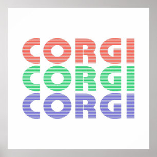 Corgi Dog Modern Colorful Text Poster