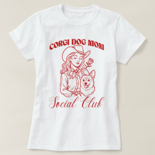 Corgi Dog Mom Social Club Line Art voor Vrouwen T-shirt