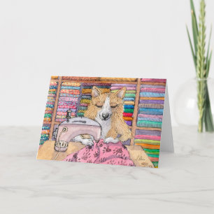 Corgi Dog, naaien van een watje, blanco Kaart