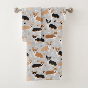 Corgi Dog Paws and Botten Bath Towel Set Bad Handdoek