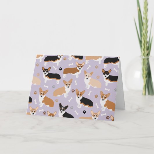 Corgi Dog Paws and Botten Card Kaart (Voorkant)