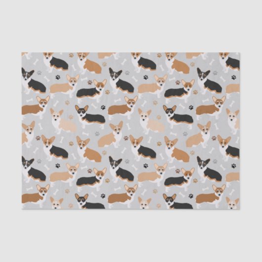 Corgi Dog Paws and Botten Tissue Paper Tissuepapier (Voorkant)