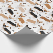 Corgi Dog Paws and Botten Wrapping Paper Cadeaupapier (Hoek)