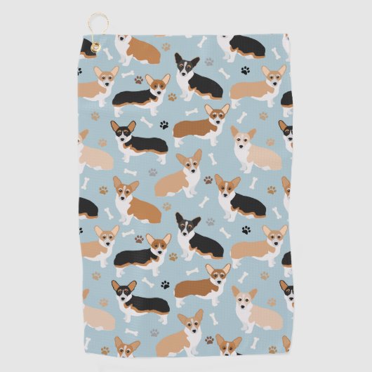 Corgi Dog Paws en Botten Golfhanddoek (Voorkant)