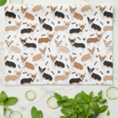 Corgi Dog Paws en Botten Kitchen Towel Theedoek (Gevouwen)