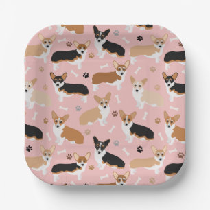 Corgi Dog Paws en Botten Paper Borden Papieren Bordje