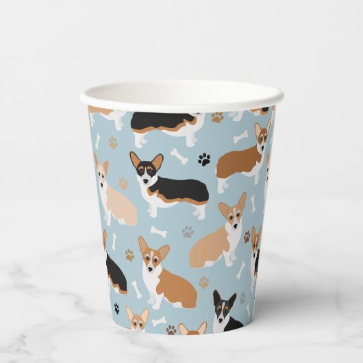 Corgi Dog Paws en Botten Papieren Bekers (Achterkant)