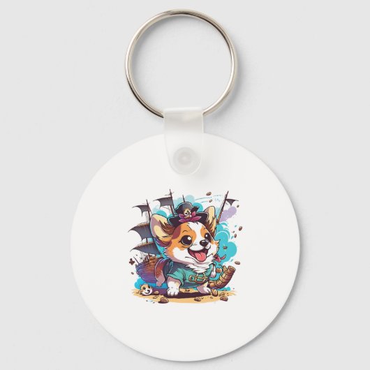 Corgi Dog Pirate Sleutelhanger (Voorkant)