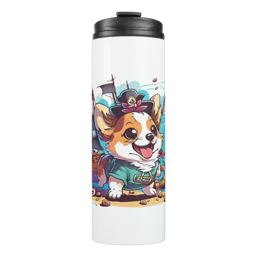 Corgi Dog Pirate Thermosbeker (Voorkant)
