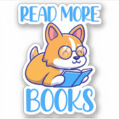 Corgi Dog Reading Book Sticker (Voorkant)