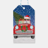 Corgi Dog rijdt met sneeuwkerst Cadeaulabel (Achterkant)