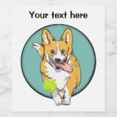Corgi Dog Running Wijn Etiket (Enkel label)