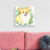 Corgi Dog | Schattigee Hondenras Waterverf Canvas Afdruk (Insitu (Woonkamer))