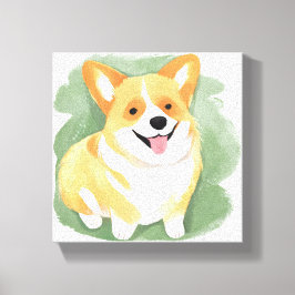Corgi Dog | Schattigee Hondenras Waterverf Canvas Afdruk