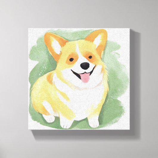 Corgi Dog | Schattigee Hondenras Waterverf Canvas Afdruk (Voorkant)