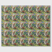 Corgi Dog Spring Bloemen Schilderen Cadeaupapier (Vlak)