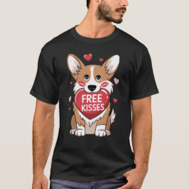 Corgi Dog Valentijnsdag Gratis Kusjes T-shirt