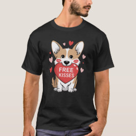 Corgi Dog Valentijnsdag Gratis Kusjes T-shirt