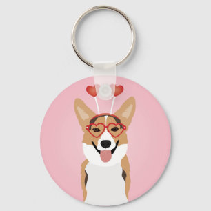 Corgi Dog Valentijnsdag Sleutelhanger