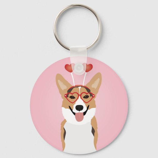 Corgi Dog Valentijnsdag Sleutelhanger (Voorkant)