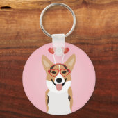 Corgi Dog Valentijnsdag Sleutelhanger (Voorkant)
