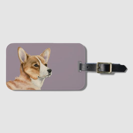 Corgi Dog Waterverf Art Bagagelabel (Voorkant (horizontaal))