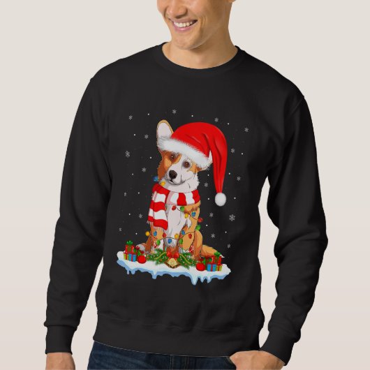 Corgi Dog Xmas met kerstverlichting kerstmis Corgi Trui (Voorkant)