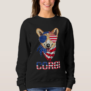 Corgi Dog Zonnebrillen Amerikaanse vlag op 4 juli Trui