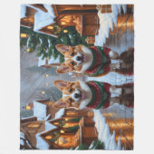 Corgi Dogs Christmas Snow Holiday Fleece Deken (Voorkant)