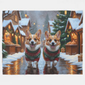 Corgi Dogs Christmas Snow Holiday Fleece Deken (Voorkant (Horizontaal))