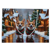 Corgi Dogs Christmas Snow Holiday Groot Cadeauzakje (Achterkant)