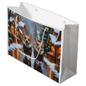 Corgi Dogs Christmas Snow Holiday Groot Cadeauzakje (Voorkant Gekanteld)