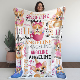 Corgi Dogs Persoonlijke naam Collage Fleece Deken