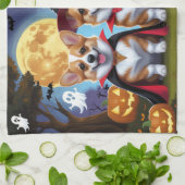 Corgi Dogs Pumpkin Halloween Grappig Theedoek (Gevouwen)