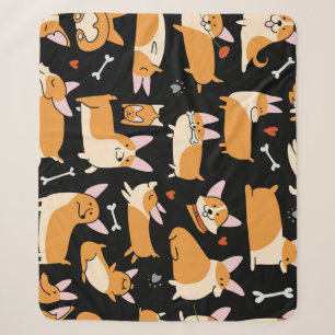 Corgi Dogs, Schattigee naadloze achtergrond. Sherpa Deken