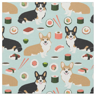corgi dogs sushi food stof