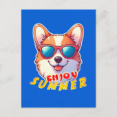 Corgi draagt een zonnebril Enjoy summer Briefkaart (Voorkant)