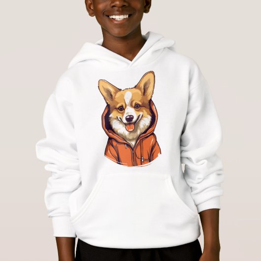 Corgi Drôle Portant un Sweat à Capuche (Devant)