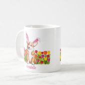 Corgi Easter Bunny Flowers Cute Personalized Koffiemok (Voorkant links)