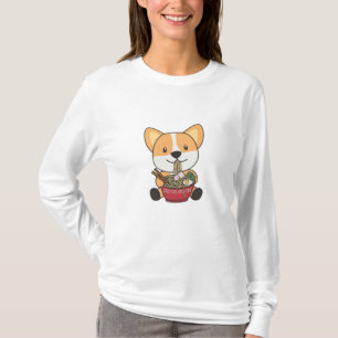 Corgi Eating Ramen Cute Kawaii Noodles Dogs T-shirt