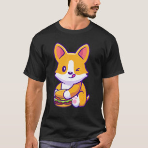 Corgi eet hamburger Fast Food Junk Food Corgi Hond T-shirt